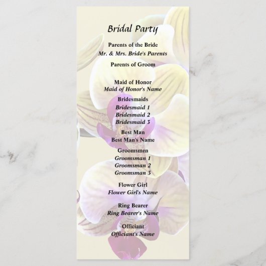 淡黄色とマゼンタのファレノプシス・ラン プログラム (裏面)