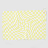 淡黄色と白色のチェック市松模様にパターン ゴルフタオル (横)