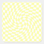 淡黄色と白色のチェック市松模様にパターン スクエアシール (正面)