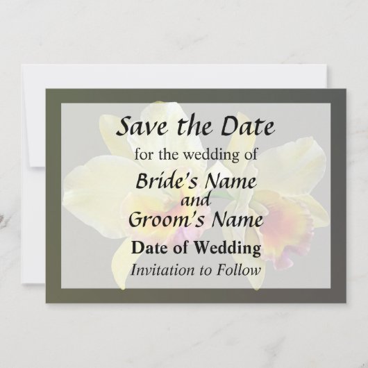 淡黄色のカトレアのラン Save the Date セーブザデート (正面)
