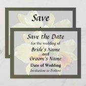 淡黄色のカトレアのラン Save the Date セーブザデート (正面/裏面)