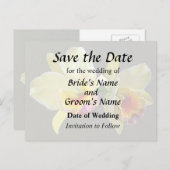 淡黄色のカトレアの蘭 Save the Date 案内ポストカード (正面/裏面)