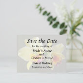 淡黄色のカトレアの蘭 Save the Date 案内ポストカード (スタンド正面)