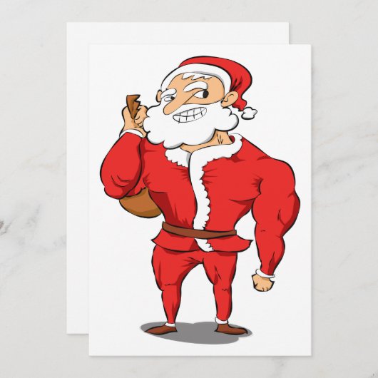 淡黄色のサンタのクリスマスの体育館 シーズンカード (正面/裏面)