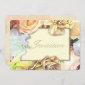 淡黄色のバラの誕生日パーティー招待状 招待状 (正面/裏面)