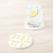 淡黄色の幾何学模様デコキューブパターン コースター (側面)