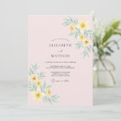 淡黄色の春の花の結婚式 招待状 (スタンド正面)