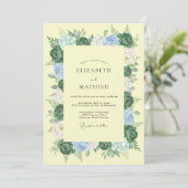 淡黄色の植物ロマンス ウェディング 招待状 (スタンド正面)
