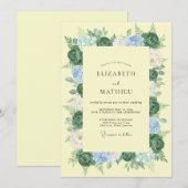 淡黄色の植物ロマンス ウェディング 招待状 (正面/裏面)