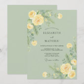 淡黄色の植物学的な春の結婚式 招待状 (正面/裏面)