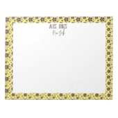 淡黄色の模様茶色の天然花 ノートパッド (正面)