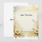 淡黄色の水彩花と葉 招待状 (正面/裏面)