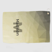 淡黄色の灰色の網グラデーション目模様モノグラム ゴルフタオル (横)