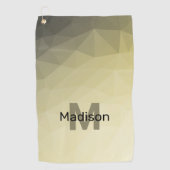 淡黄色の灰色の網グラデーション目模様モノグラム ゴルフタオル (正面)