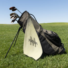 淡黄色の灰色の網グラデーション目模様モノグラム ゴルフタオル