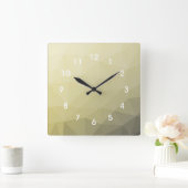 淡黄色の灰色の網グラデーション目模様モノグラム スクエア壁時計 (ホーム)