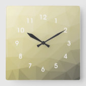 淡黄色の灰色の網グラデーション目模様モノグラム スクエア壁時計 (正面)