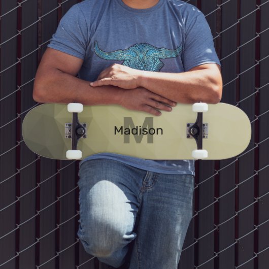 淡黄色の灰色の網グラデーション目模様モノグラム スケートボード (室外3)