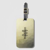 淡黄色の灰色の網グラデーション目模様モノグラム ラゲッジタグ (正面縦)