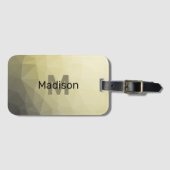 淡黄色の灰色の網グラデーション目模様モノグラム ラゲッジタグ (正面横)