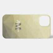 淡黄色の灰色の網グラデーション目模様モノグラム iPhoneケース (裏面横)