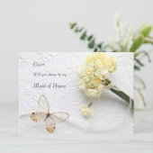 淡黄色の花と蝶のメイドオブオナー 招待状 (スタンド正面)