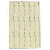 淡黄色の花の落書き ミディアムペーパーバッグ (正面)