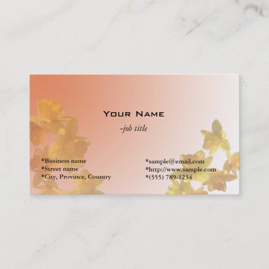 淡黄色の花色の淡黄色の花色 名刺 (正面)