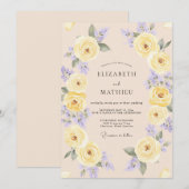 淡黄色の遊び心ある春のウェディング 招待状 (正面/裏面)