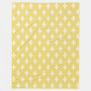 淡黄色のVictorian Fleur de Lys フリースブランケット