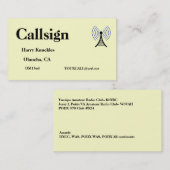 淡黄色アマチュア無線呼出符号 名刺 (正面/裏面)