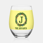 淡黄色モダン緑色一角 ステムなしワイングラス (正面)