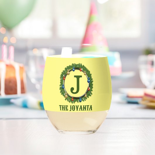 淡黄色モダン緑色一角 ステムなしワイングラス (インサイチュ (バースデー))