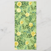 淡黄色淡い色の緑バラフローラ結婚のメニュー メニュー (裏面)