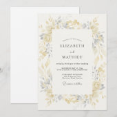 淡黄色繊細な春のウェディング 招待状 (正面/裏面)