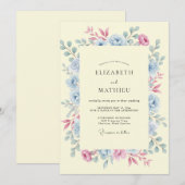 淡黄色 セレニティ ボタニカル ウェディング 招待状 (正面/裏面)