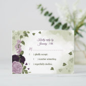 深いかわいらしと薄紫色の花の緑 出欠カード (スタンド正面)