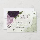 深いかわいらしと薄紫色の花の緑 出欠カード (正面)