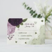 深いかわいらしと薄紫色の花の緑 出欠カード (スタンド正面)