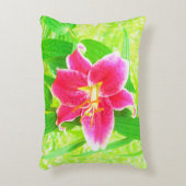 深いかわいらしピンクスターガーザーリリオンライムグリーン アクセントクッション (正面(垂直))