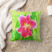 深いかわいらしピンクスターガーザーリリオンライムグリーン クッション (ブランケット)