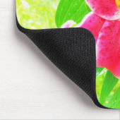 深いかわいらしピンクスターガーザーリリオンライムグリーン マウスパッド (コーナー)