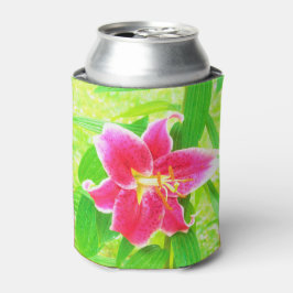 深いかわいらしピンクスターガーザーリリオンライムグリーン 缶クーラー