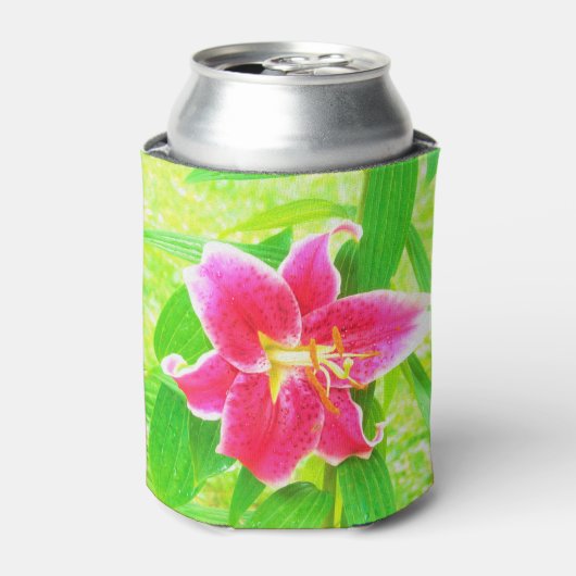 深いかわいらしピンクスターガーザーリリオンライムグリーン 缶クーラー (缶正面)
