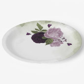 深いと淡い紫の花の緑 ペーパープレート (アングル)