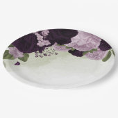 深いと淡い紫の花の緑 ペーパープレート (アングル)
