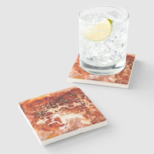 深いの秋を石にセット ストーンコースター (横)