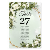 深いの緑の葉オリーブ白いバラの金ゴールドフレーム テーブルナンバー (裏面)