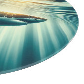 深いの青い海と日光の中でサメ カッティングボード (角)