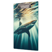 深いの青い海と日光の中でサメ クリップボード (左)